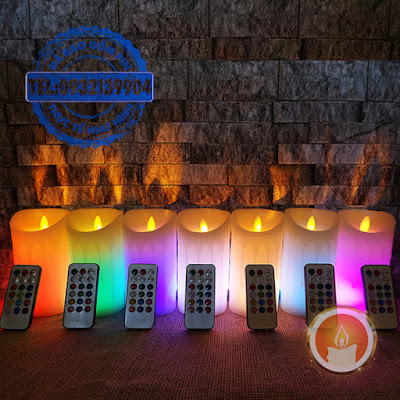 Đèn cầy điện tử bằng sáp remote điều chỉnh 12 màu